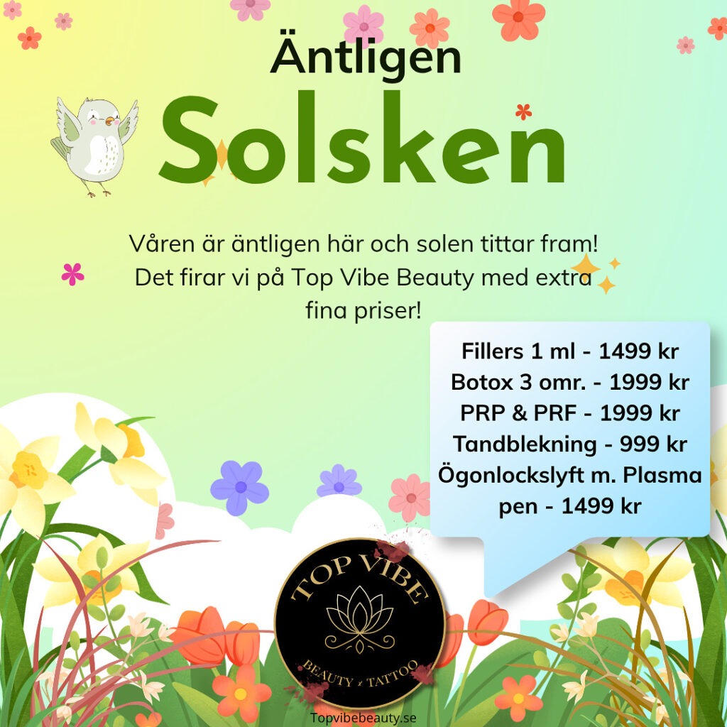 Äntligen solsken och det firar vi på Top Vibe Beauty med extra bra priser!